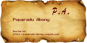 Poparadu Abony névjegykártya